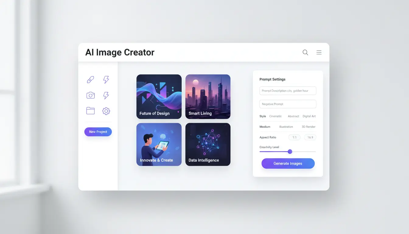Stratboost AI Image Creator with multiple branded image previews